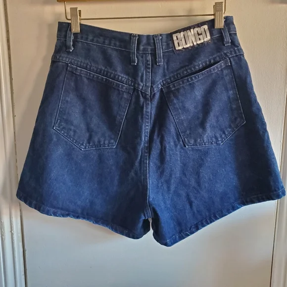 VTG BONGO Dark Denim shorts Size 13 Jrs Button Fly High Waist Sailor Western - Picture 5 of 13
